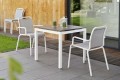 OSKAR krzesła ogrodowe ze stołem STERN. biało-srebrene