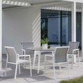 KARI białe krzesła ogrodowe z okrągłym stołem OSKAR